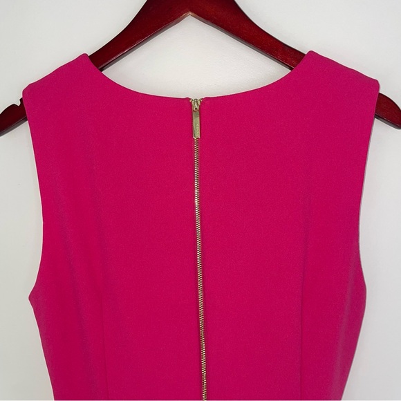 Calvin Klein A-line fit & flare belted ponte dress midi sleeveless pink 10 - Picture 4 of 6